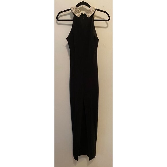 Vintage Alex Evenings Dress Formal Maxi Black Beaded Collar Sleeveless Size 6 - Picture 2 of 10